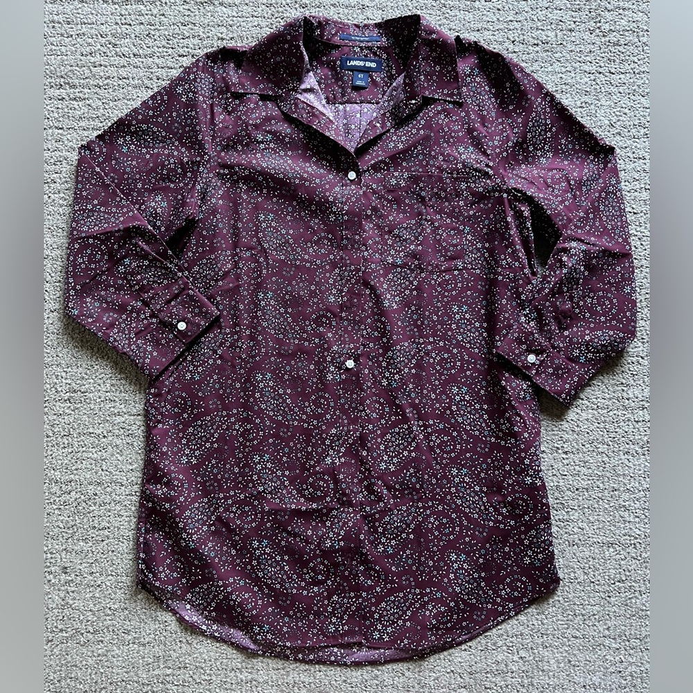 Lands End Fall Floral Supima Button Down Shirt
